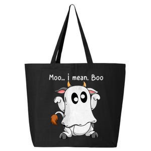 Moo I Mean Boo Ghost Cow Ghost Cow Halloween Farmer 25L Jumbo Tote