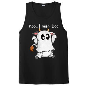 Moo I Mean Boo Ghost Cow Ghost Cow Halloween Farmer PosiCharge Competitor Tank