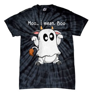 Moo I Mean Boo Ghost Cow Ghost Cow Halloween Farmer Tie-Dye T-Shirt