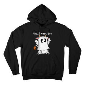 Moo I Mean Boo Ghost Cow Ghost Cow Halloween Farmer Tall Hoodie