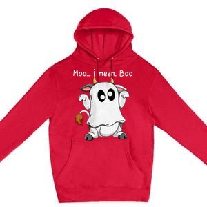 Moo I Mean Boo Ghost Cow Ghost Cow Halloween Farmer Premium Pullover Hoodie