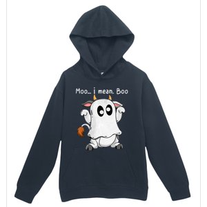 Moo I Mean Boo Ghost Cow Ghost Cow Halloween Farmer Urban Pullover Hoodie