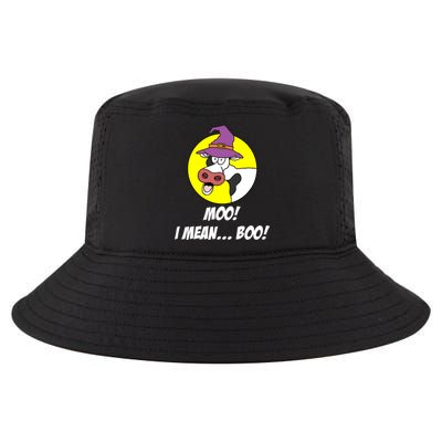 Moo I Mean Boo Cow With Witch Hat Funny Halloween Funny Gift Cool Comfort Performance Bucket Hat