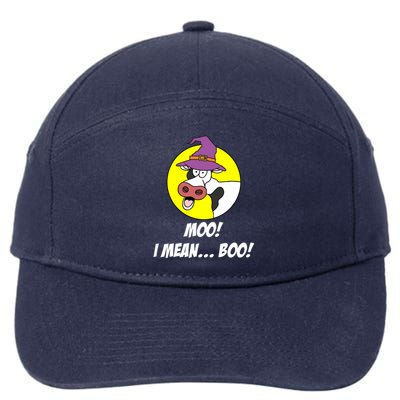 Moo I Mean Boo Cow With Witch Hat Funny Halloween Funny Gift 7-Panel Snapback Hat