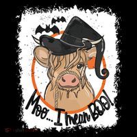 Moo I Mean Boo Ghost Witch Cow Bleached Funny Halloween Hoodie