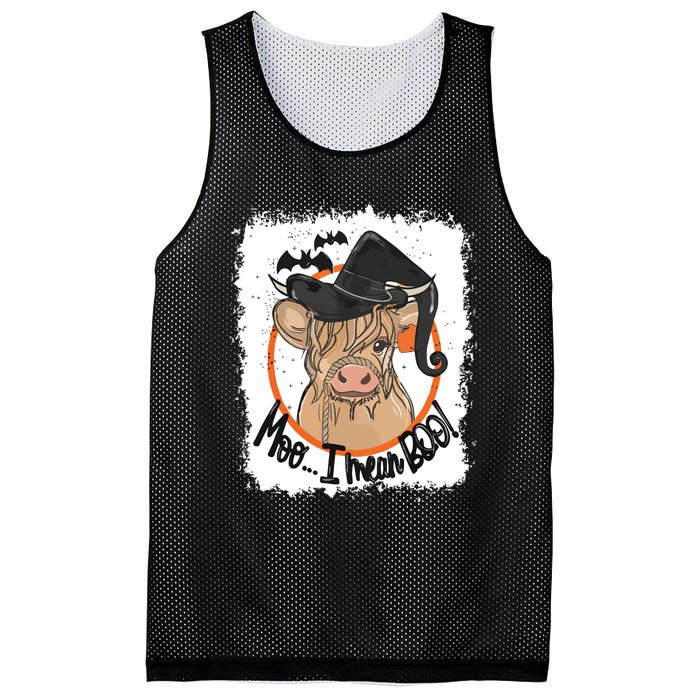 Moo I Mean Boo Ghost Witch Cow Bleached Funny Halloween Mesh Reversible Basketball Jersey Tank