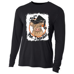 Moo I Mean Boo Ghost Witch Cow Bleached Funny Halloween Cooling Performance Long Sleeve Crew