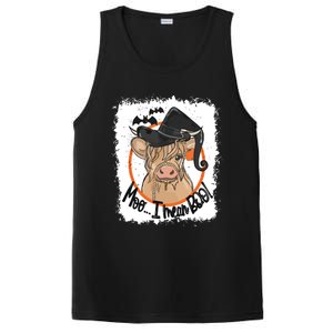 Moo I Mean Boo Ghost Witch Cow Bleached Funny Halloween PosiCharge Competitor Tank