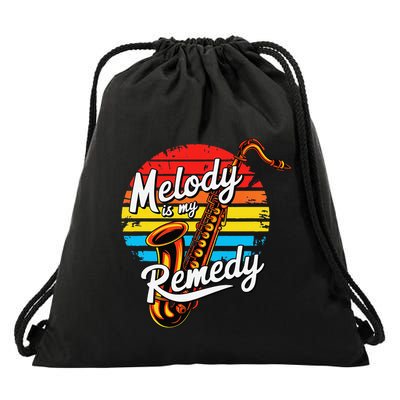 Melody Is My Remedy Funny Saxophone Drawstring Bag