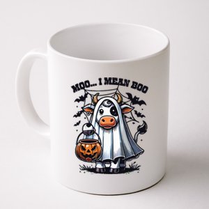 Moo I Mean Boo Witch Scottish Highland Cow Halloween Raglan Baseball Coffee Mug