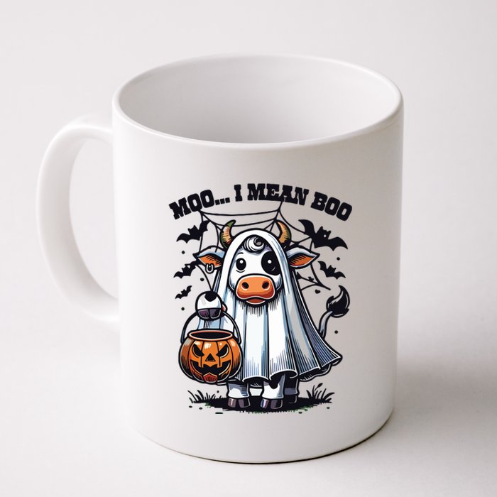 Moo I Mean Boo Witch Scottish Highland Cow Halloween Raglan Baseball Coffee Mug