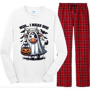 Moo I Mean Boo Witch Scottish Highland Cow Halloween Raglan Baseball Long Sleeve Pajama Set