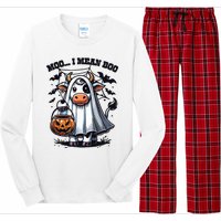 Moo I Mean Boo Witch Scottish Highland Cow Halloween Raglan Baseball Long Sleeve Pajama Set