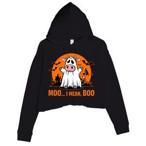 Moo I Mean Boo Funny Cow Halloween Costume Farmer Cow Cute Gift Crop Fleece Hoodie