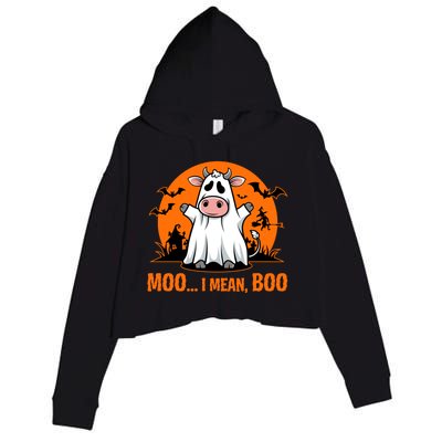 Moo I Mean Boo Funny Cow Halloween Costume Farmer Cow Cute Gift Crop Fleece Hoodie