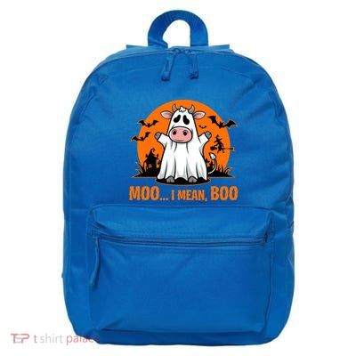 Moo I Mean Boo Funny Cow Halloween Costume Farmer Cow Cute Gift 16 in Basic Backpack
