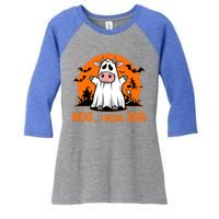 Moo I Mean Boo Funny Cow Halloween Costume Farmer Cow Cute Gift Women's Tri-Blend 3/4-Sleeve Raglan Shirt