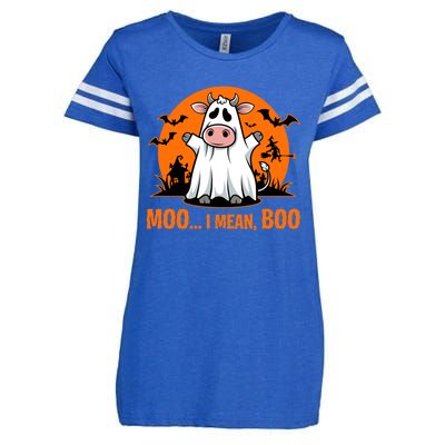 Moo I Mean Boo Funny Cow Halloween Costume Farmer Cow Cute Gift Enza Ladies Jersey Football T-Shirt