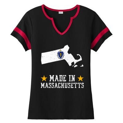 Made In Massachusetts Massachusetts Pride Us State Ladies Halftime Notch Neck Tee