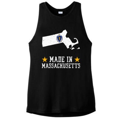 Made In Massachusetts Massachusetts Pride Us State Ladies PosiCharge Tri-Blend Wicking Tank