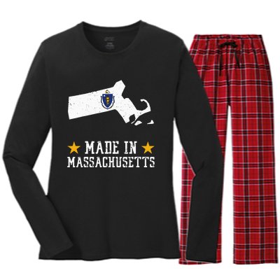 Made In Massachusetts Massachusetts Pride Us State Women's Long Sleeve Flannel Pajama Set 