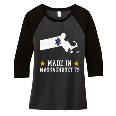 Made In Massachusetts Massachusetts Pride Us State Women's Tri-Blend 3/4-Sleeve Raglan Shirt