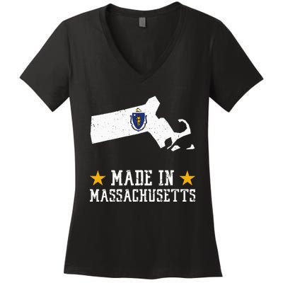 Made In Massachusetts Massachusetts Pride Us State Women's V-Neck T-Shirt