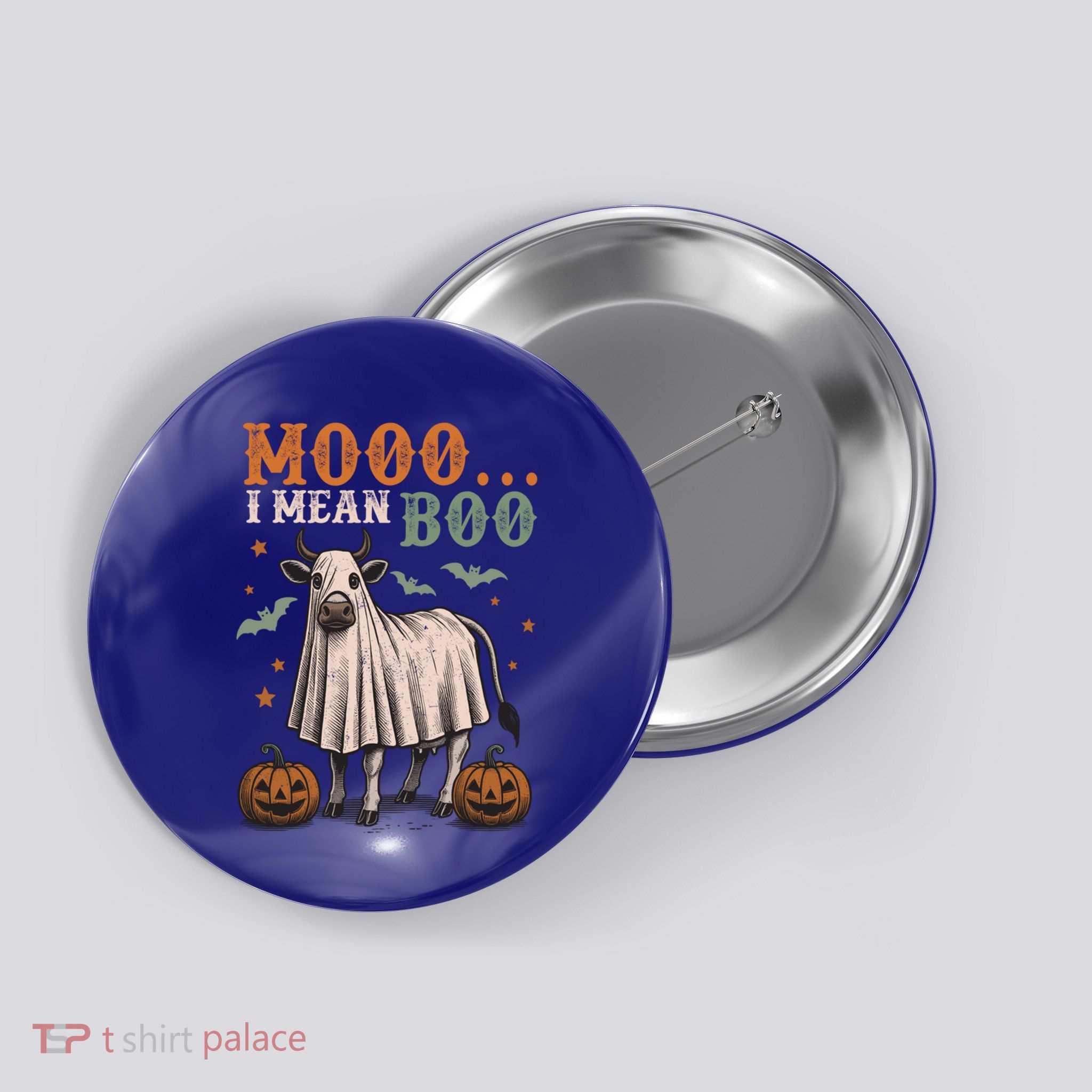 Moo I Mean Boo Funny Halloween Gift Button