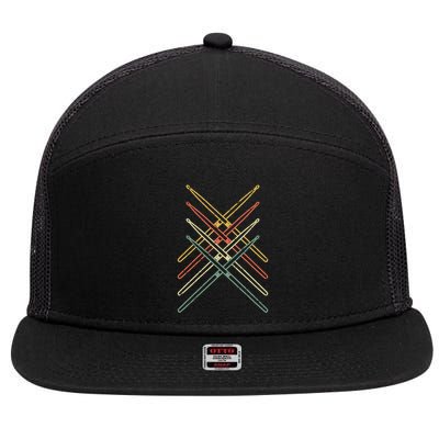 Musical Instrut Music Drummer Drumsticks Drums Gift 7 Panel Mesh Trucker Snapback Hat