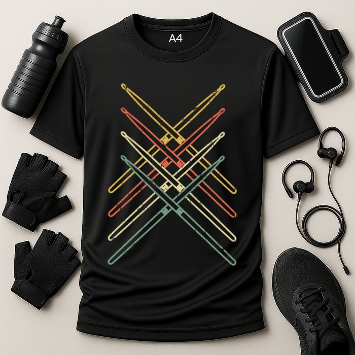Musical Instrut Music Drummer Drumsticks Drums Gift Cooling Performance Crew T-Shirt