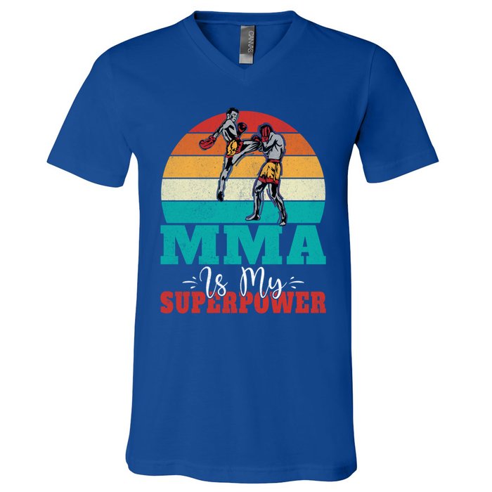 Mma Is My Superpower Mixed Martial Arts Gift V-Neck T-Shirt