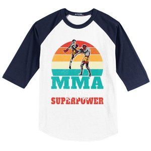 Mma Is My Superpower Mixed Martial Arts Gift Baseball Sleeve Shirt