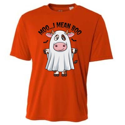 Moo I Mean Boo Ghost Cow Funny Halloween Costume Cow Farm Great Gift Cooling Performance Crew T-Shirt