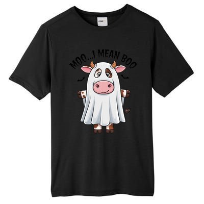 Moo I Mean Boo Ghost Cow Funny Halloween Costume Cow Farm Great Gift Tall Fusion ChromaSoft Performance T-Shirt