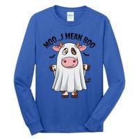 Moo I Mean Boo Ghost Cow Funny Halloween Costume Cow Farm Great Gift Tall Long Sleeve T-Shirt