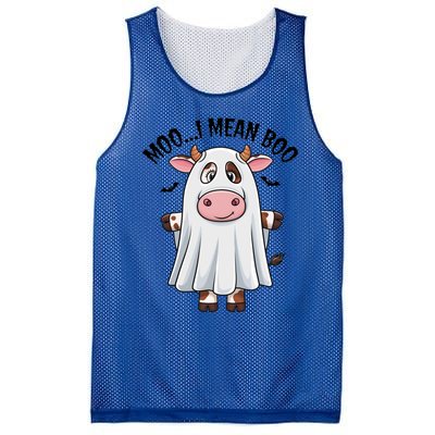 Moo I Mean Boo Ghost Cow Funny Halloween Costume Cow Farm Great Gift Mesh Reversible Basketball Jersey Tank