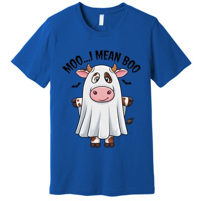 Moo I Mean Boo Ghost Cow Funny Halloween Costume Cow Farm Great Gift Premium T-Shirt