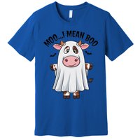 Moo I Mean Boo Ghost Cow Funny Halloween Costume Cow Farm Great Gift Premium T-Shirt