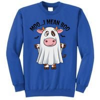 Moo I Mean Boo Ghost Cow Funny Halloween Costume Cow Farm Great Gift Tall Sweatshirt