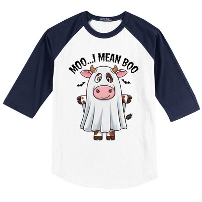 Moo I Mean Boo Ghost Cow Funny Halloween Costume Cow Farm Great Gift Baseball Sleeve Shirt