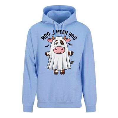 Moo I Mean Boo Ghost Cow Funny Halloween Costume Cow Farm Great Gift Unisex Surf Hoodie