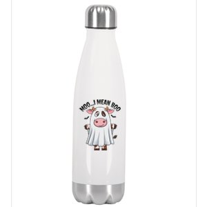 Moo I Mean Boo Ghost Cow Funny Halloween Costume Cow Farm Great Gift Stainless Steel Insulated Water Bottle