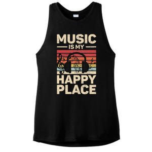 Music Is My Happy Place Musician Outfit EDM Music Lovers DJ Ladies PosiCharge Tri-Blend Wicking Tank