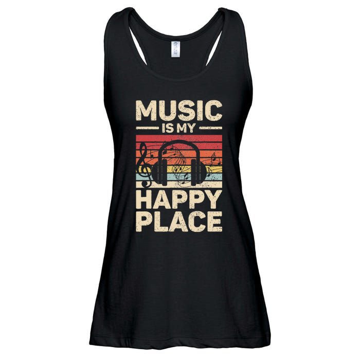 Music Is My Happy Place Musician Outfit EDM Music Lovers DJ Ladies Essential Flowy Tank