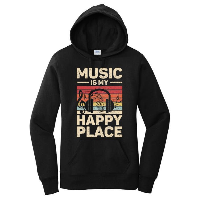 Music Is My Happy Place Musician Outfit EDM Music Lovers DJ Women's Pullover Hoodie