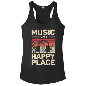 Music Is My Happy Place Musician Outfit EDM Music Lovers DJ Ladies PosiCharge Competitor Racerback Tank