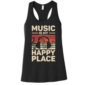 Music Is My Happy Place Musician Outfit EDM Music Lovers DJ Women's Racerback Tank