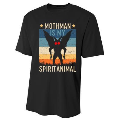 Mothman Is My Spirit Animal! Retro Mothman Quote Cryptid Performance Sprint T-Shirt