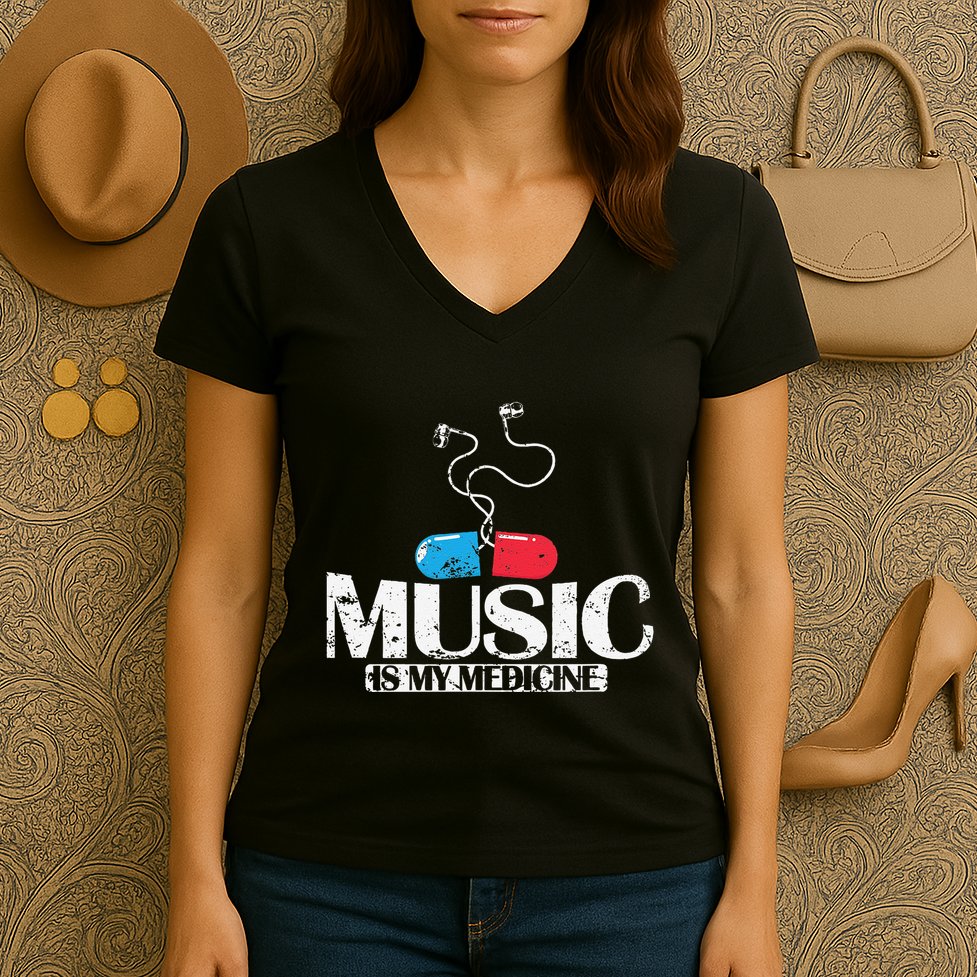 Music Is My Medicine Women's V-Neck T-Shirt