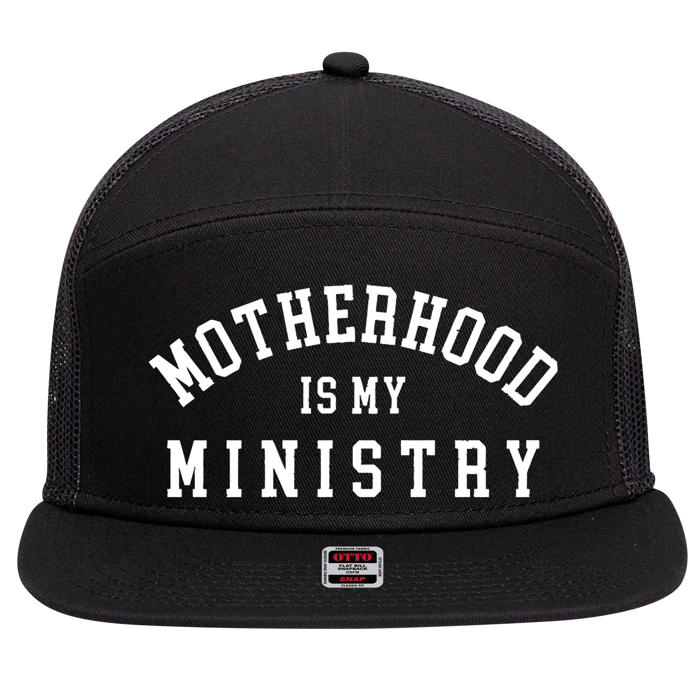 Motherhood Is My Ministry Christian 7 Panel Mesh Trucker Snapback Hat
